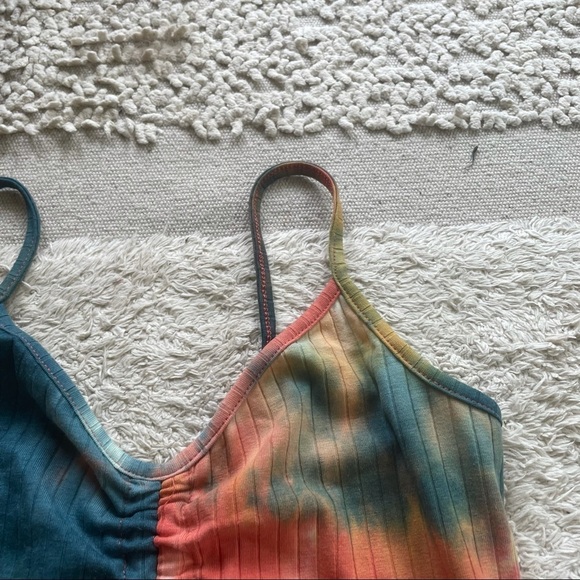 NEW  SHEIN TIE DYE DRAWSTRING CROP TANK TOP - S - Picture 3 of 9